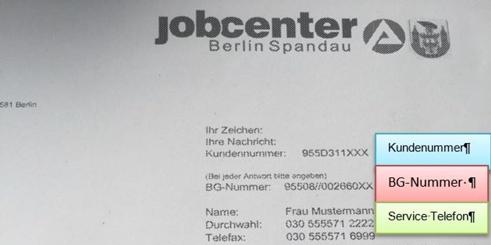 Anschreiben mit Erklärung des Briefkopfs
