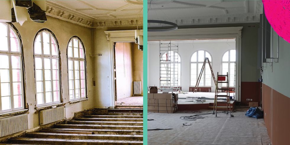 Collage Baustelle Saal