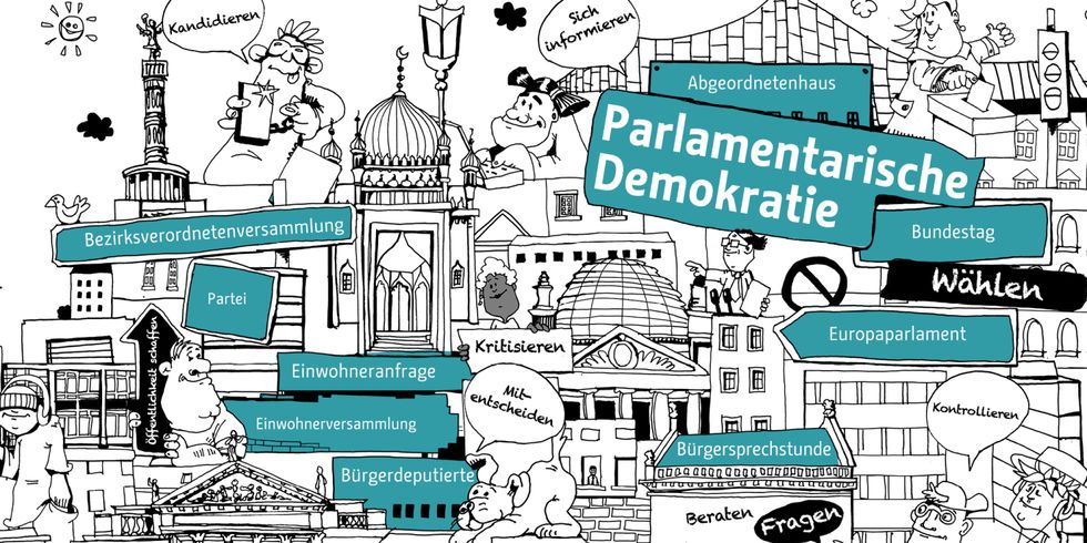Parlamentarische Ddemokratie - Wimmelbild