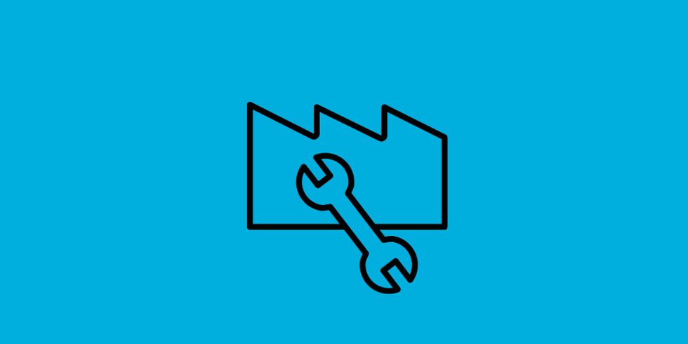 Icon für Unternehmen und Werkzeug symbolisieren Praxisbezug Betriebsbegegnungen