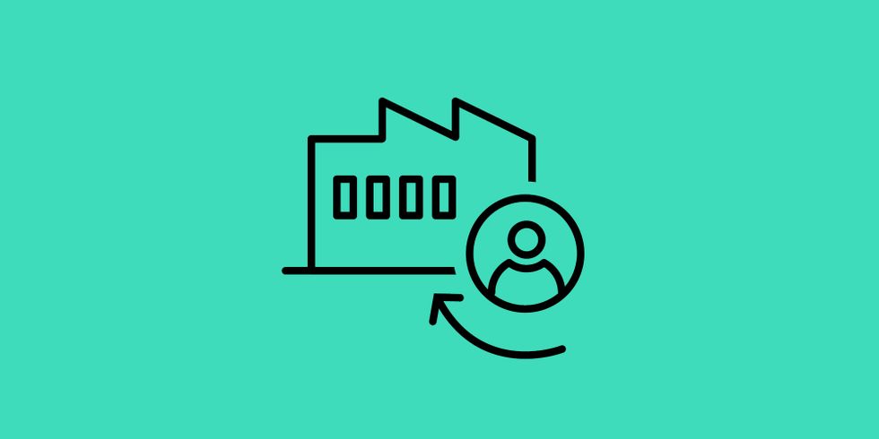 Icons für Industrie und Ansprechpartner symbolisieren Betriebsbegegnungen