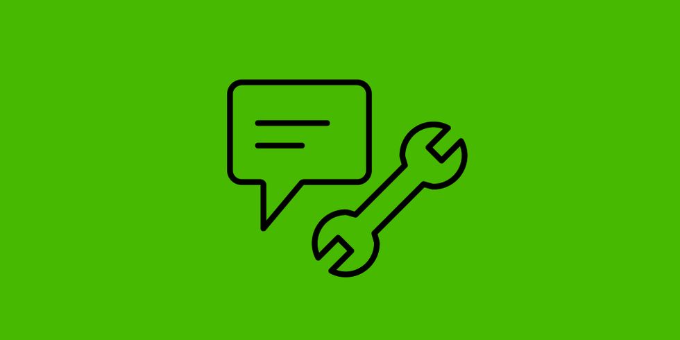 Dialogblase und Werkzeug-Icon symbolisieren Service