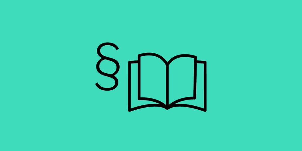 Icons für Paragrafen und Buch symbolisieren Rechtsvorschriften
