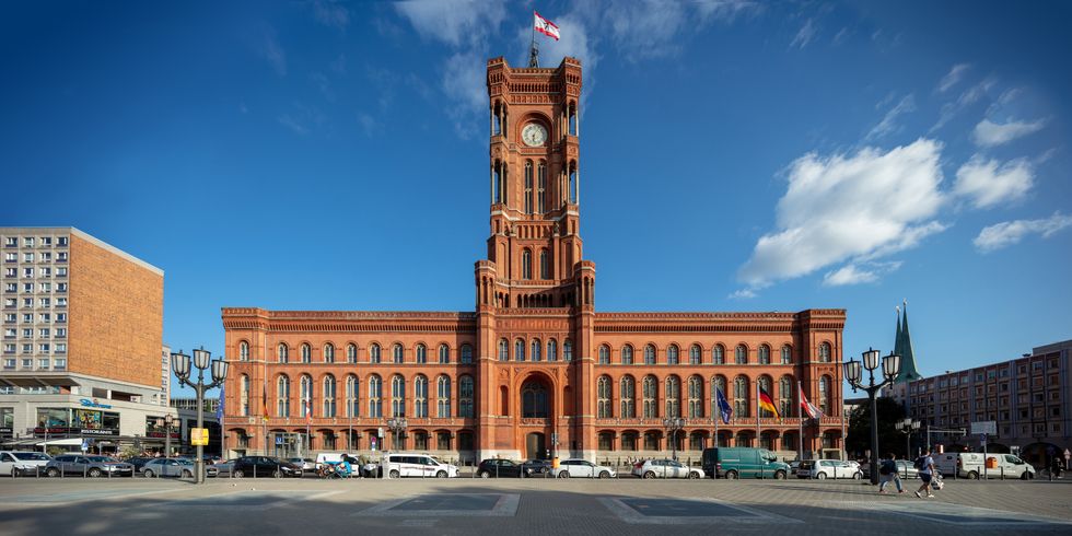 red town hall front