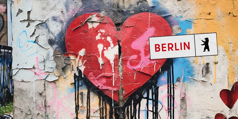 3d-herzform-auf-einem-stadtgebaude-gemalt mit Berlin Logo