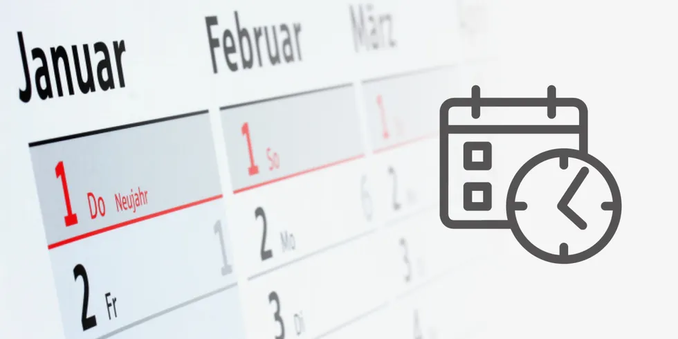 Kalenderansicht mit Icon Kalender und Uhr