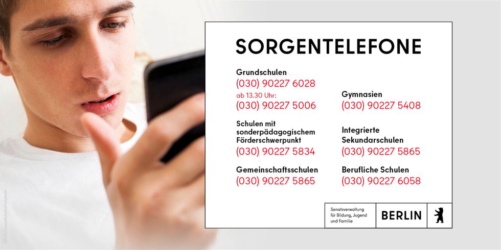 Telefonnummern des Sorgentelefons