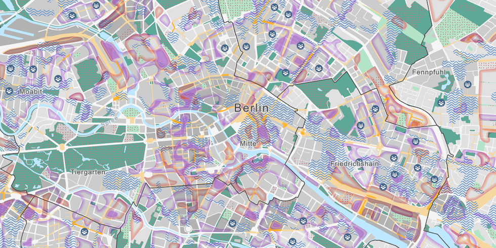 Hot-Spot-Karte Klimarisikoanalyse Berlin