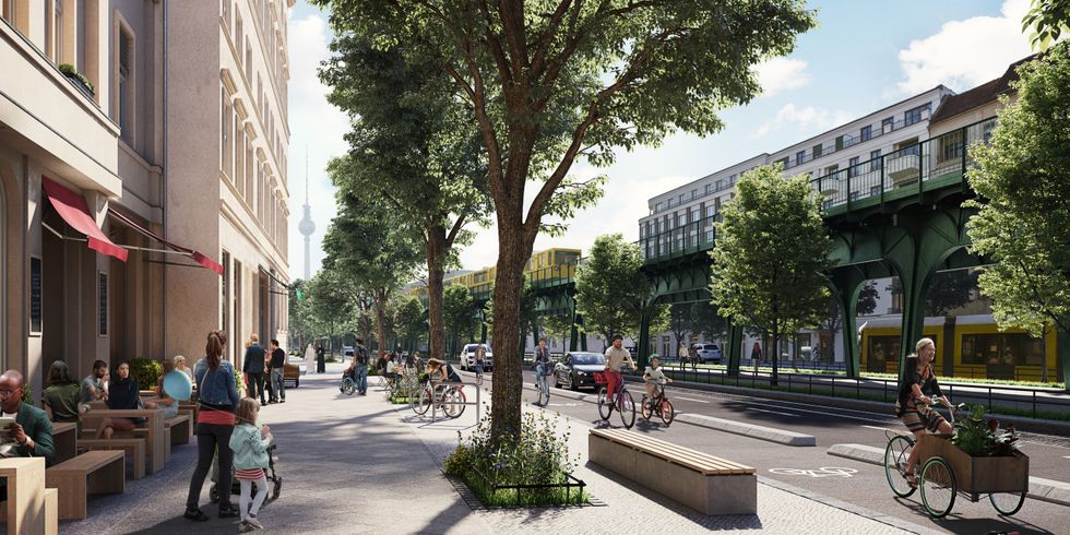 Visualisierung des Radwegs an der Schönhauser Allee