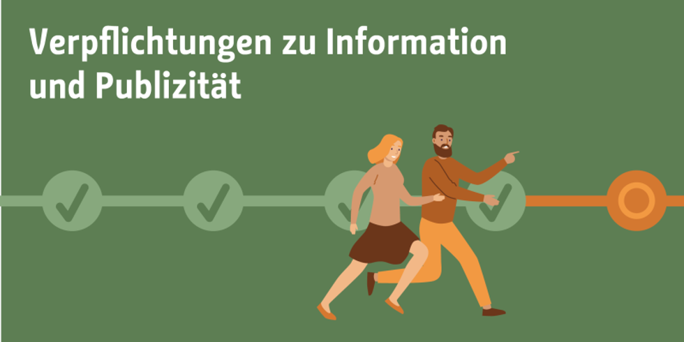 Illustration zweier Menschen, die in eine Richtung laufen
