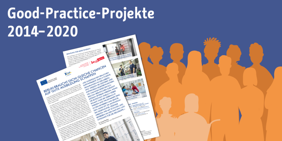 Prospekte im Vordergrund und im Hintergrund Silhouette einer Menschenmenge