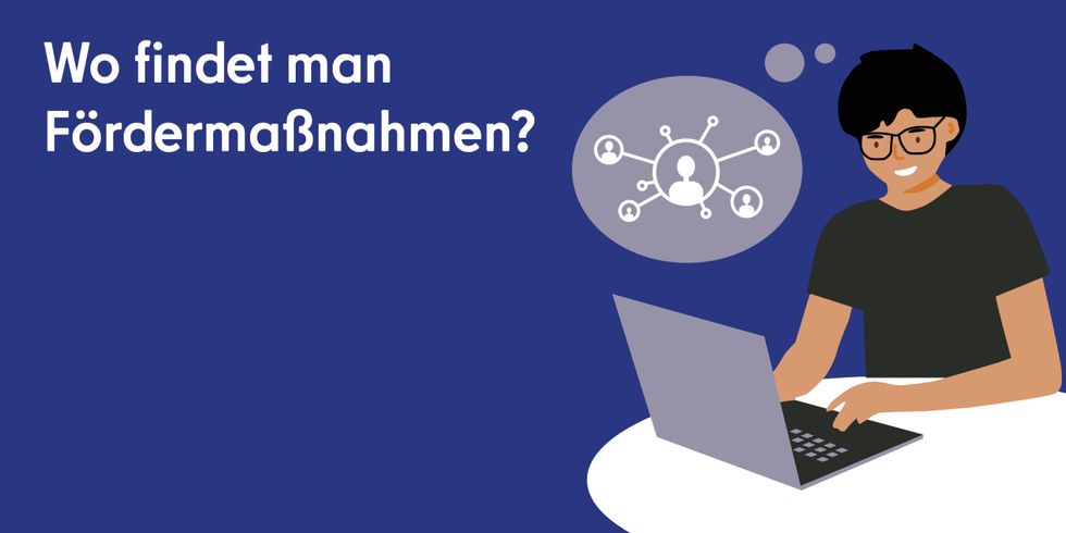 Illustration eines Menschen am Laptop sitzend