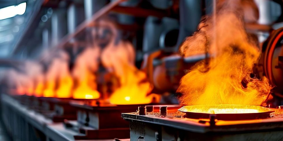 Flammen auf verschiedenen Platten in einer Fabrik