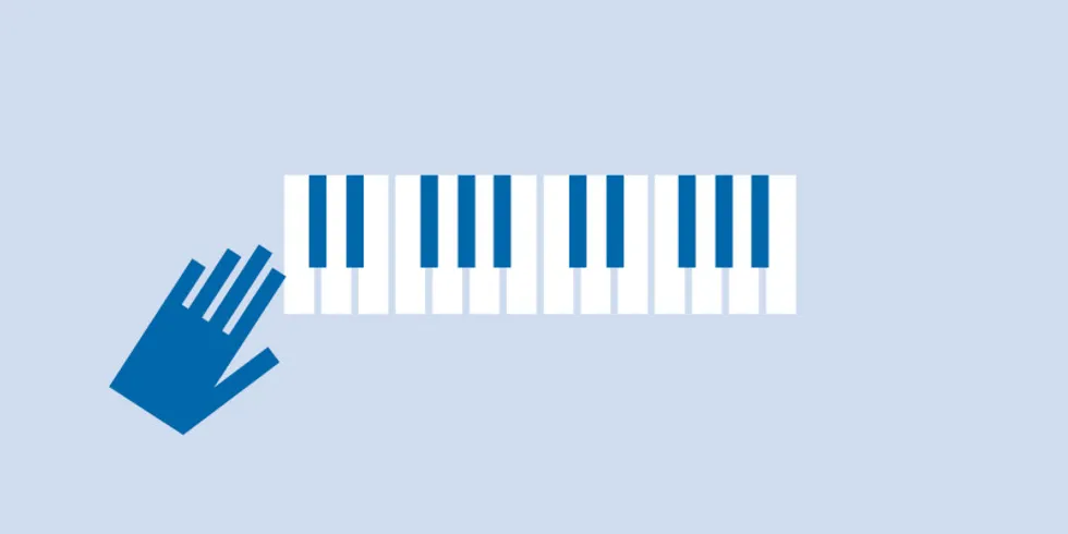 Grafik mit Keyboard-Tastatur und Hand