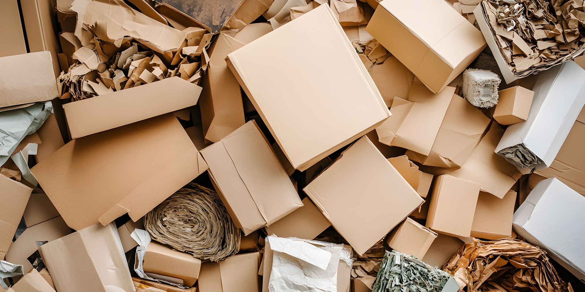 Verpackungsmaterialien aus Recyclingpapier wie Kartons und Geschenkpapier