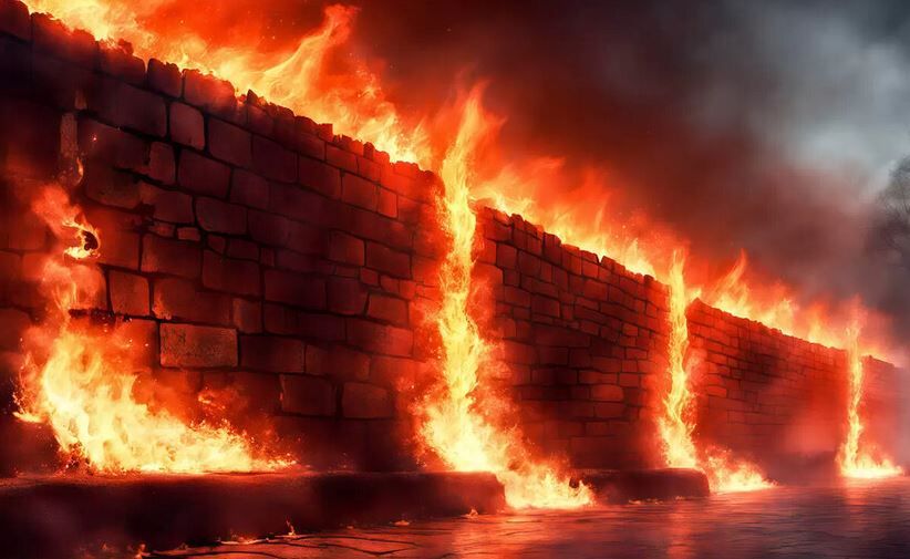 Mauer mit Feuer