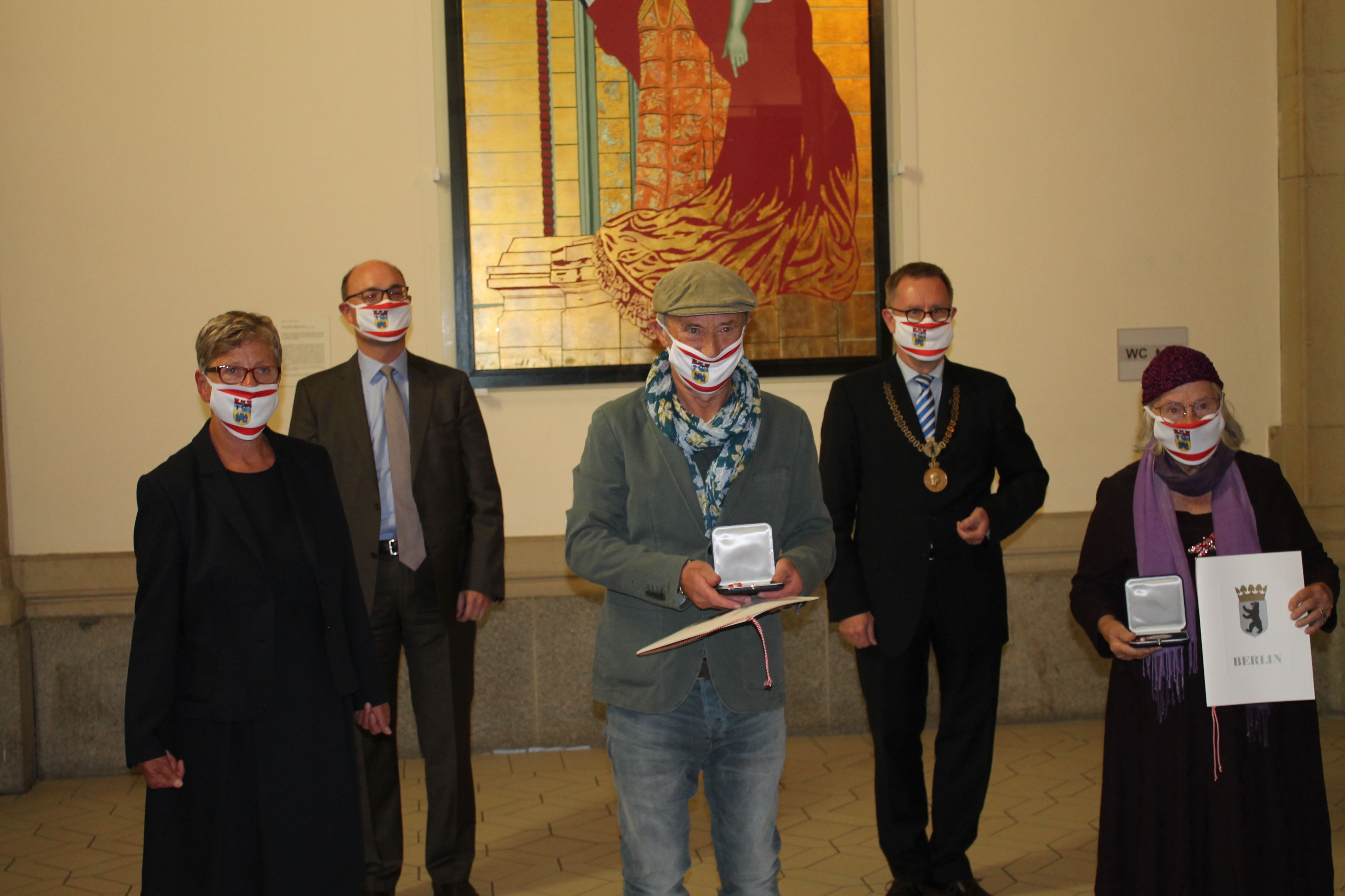 Bürgermedaillenverleihung 19.10.2020: v.l.: Annegret Hansen, Arne Herz, Dieter Puhl, Reinhard Naumann und Heike Thulmann
