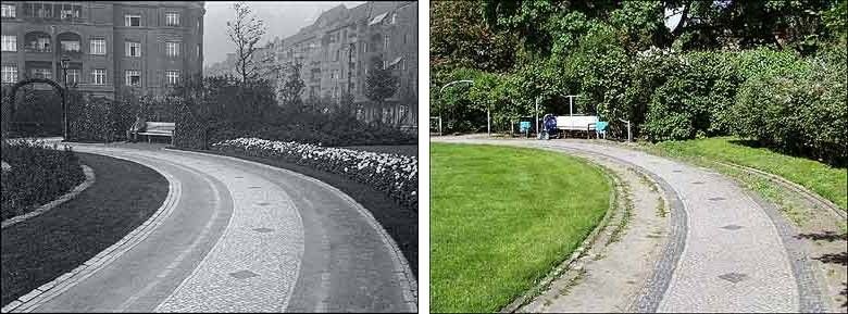 Fotovergleich historisch und heute - Mosaikpflasterung auf dem Goslarer Platz