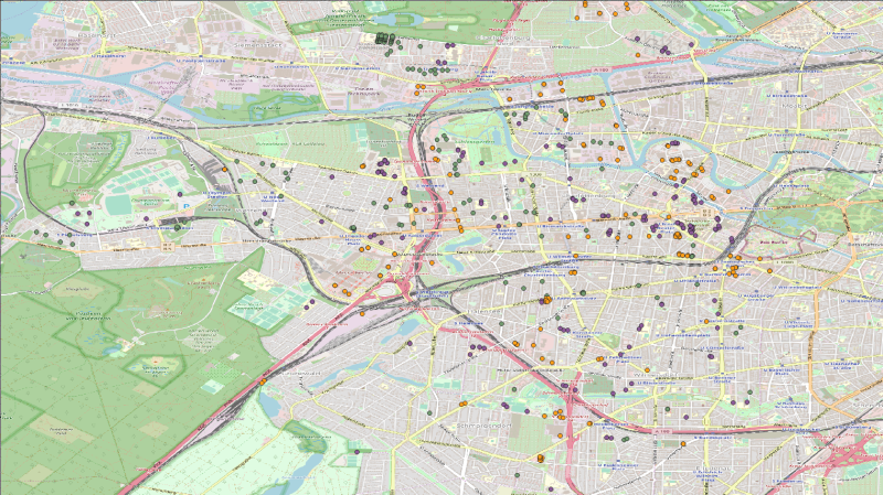 Karte mit den 300 bestgeeigneten Dachflächen in Charlottenburg-Wilmersdorf