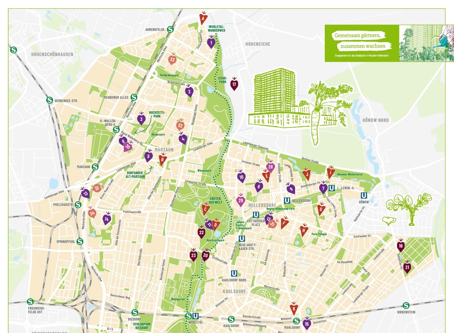 Faltplan Gärten Marzahn-Hellersdorf 2025
