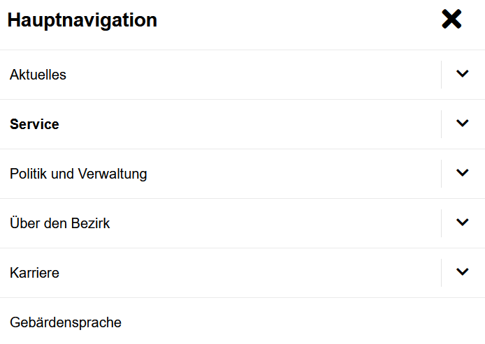 Screenshot Navigation Seitenmenü