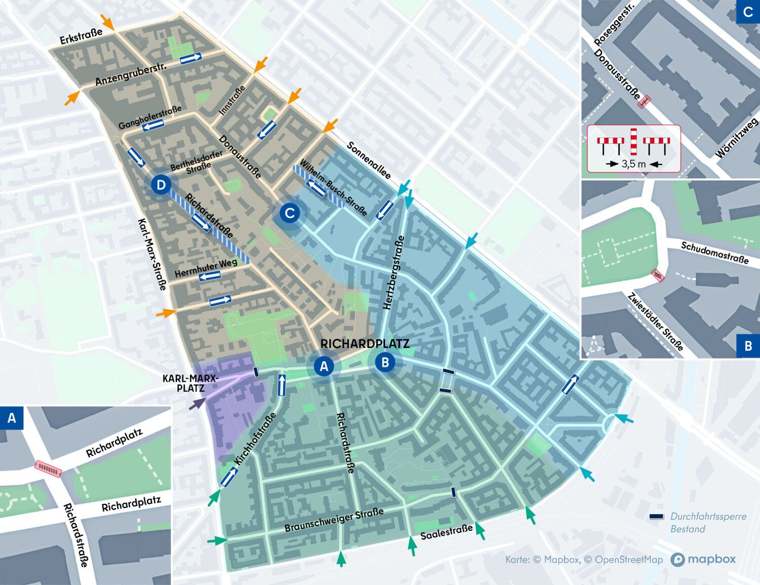 Maßnahmenkarte Kiezblock Rixdorf (Bild: Bezirksamt Neukölln)