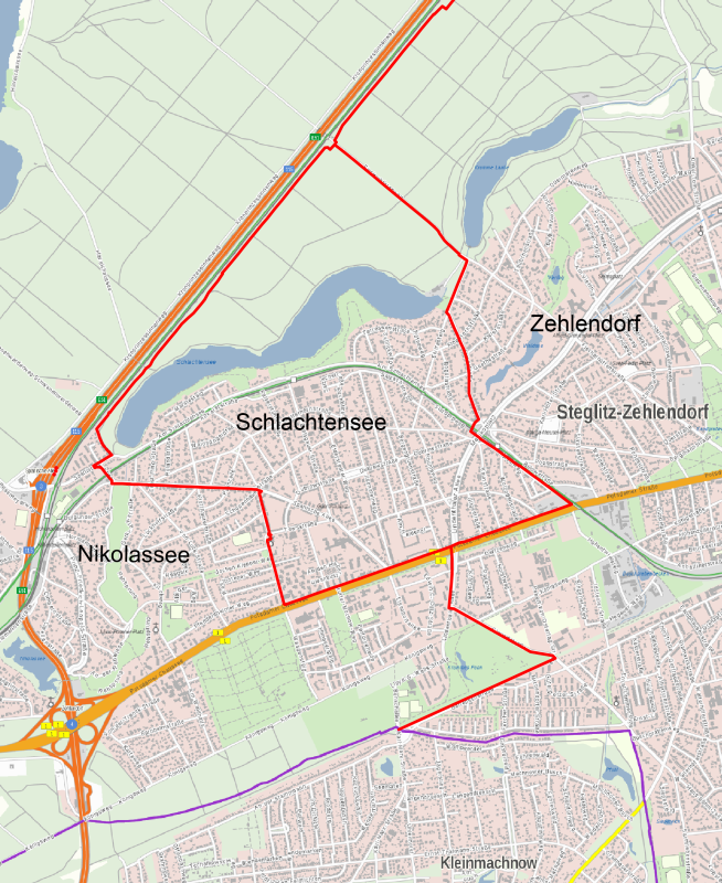 Karte des Ortsteils Schlachtensee