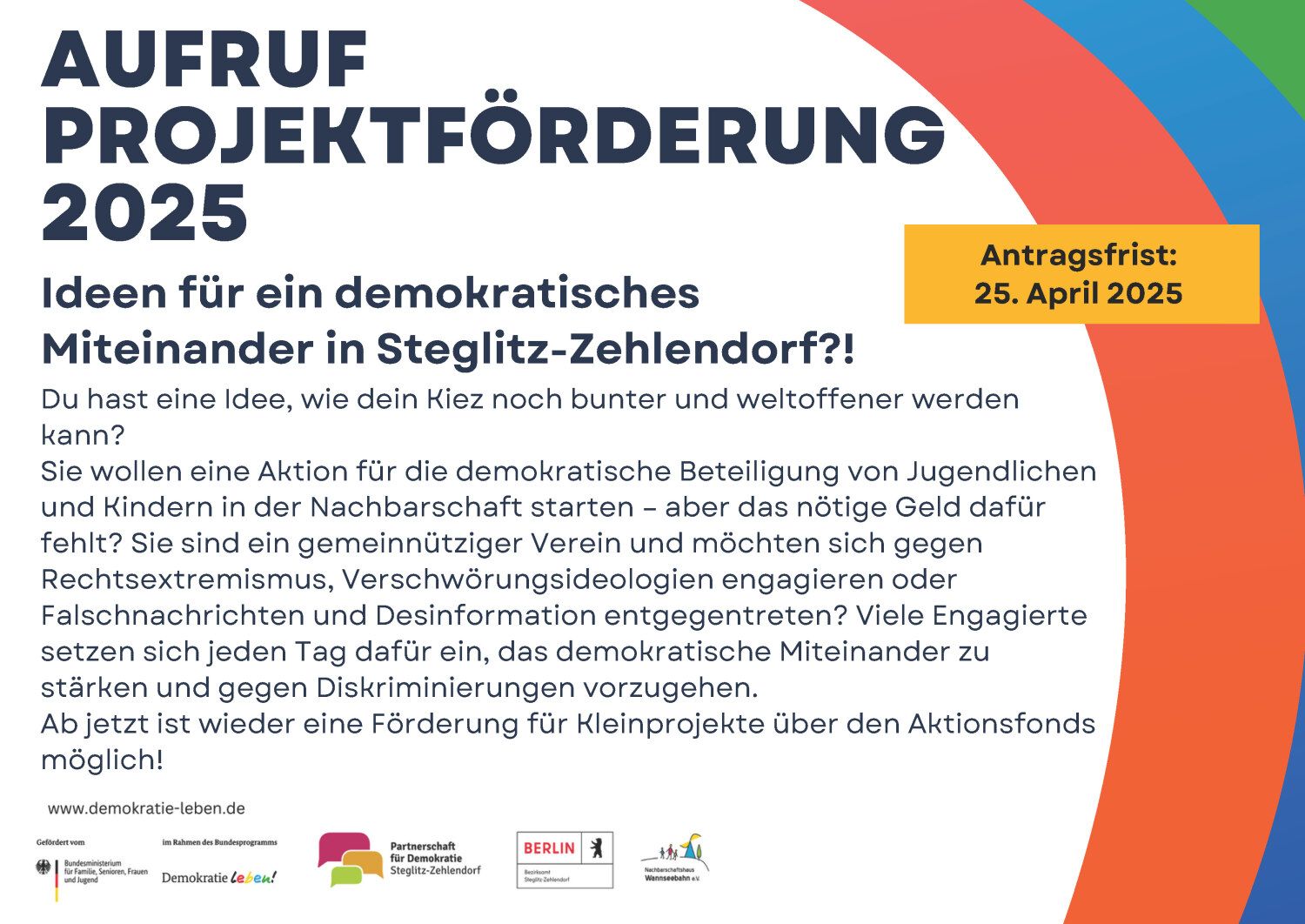 Aufruf zur Projektförderung - Aktionsfonds der bezirklichen Partnerschaft für Demokratie 2025