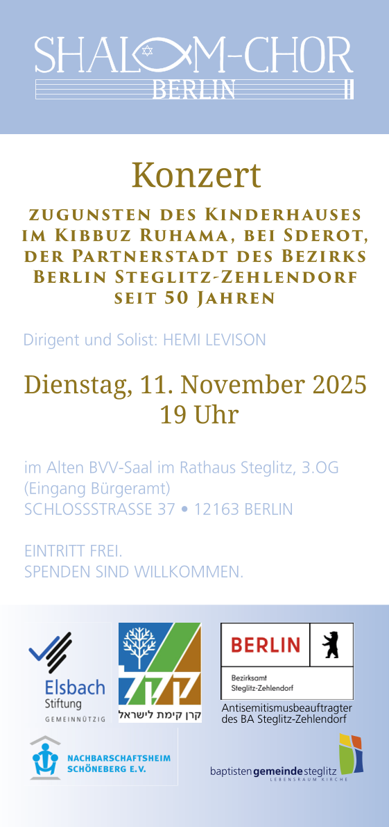 Werbeplakat Benefizkonzert Shalom-Chor Berlin