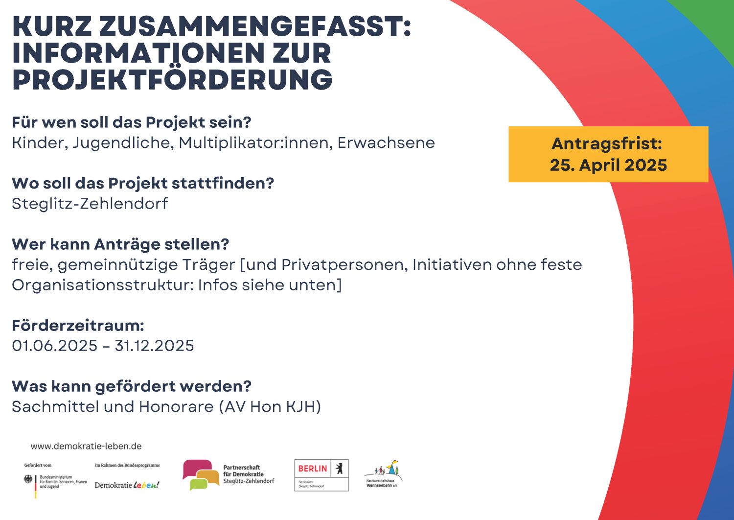 Zusammenfassung: Aufruf zur Projektförderung - Aktionsfonds der bezirklichen Partnerschaft für Demokratie 2025