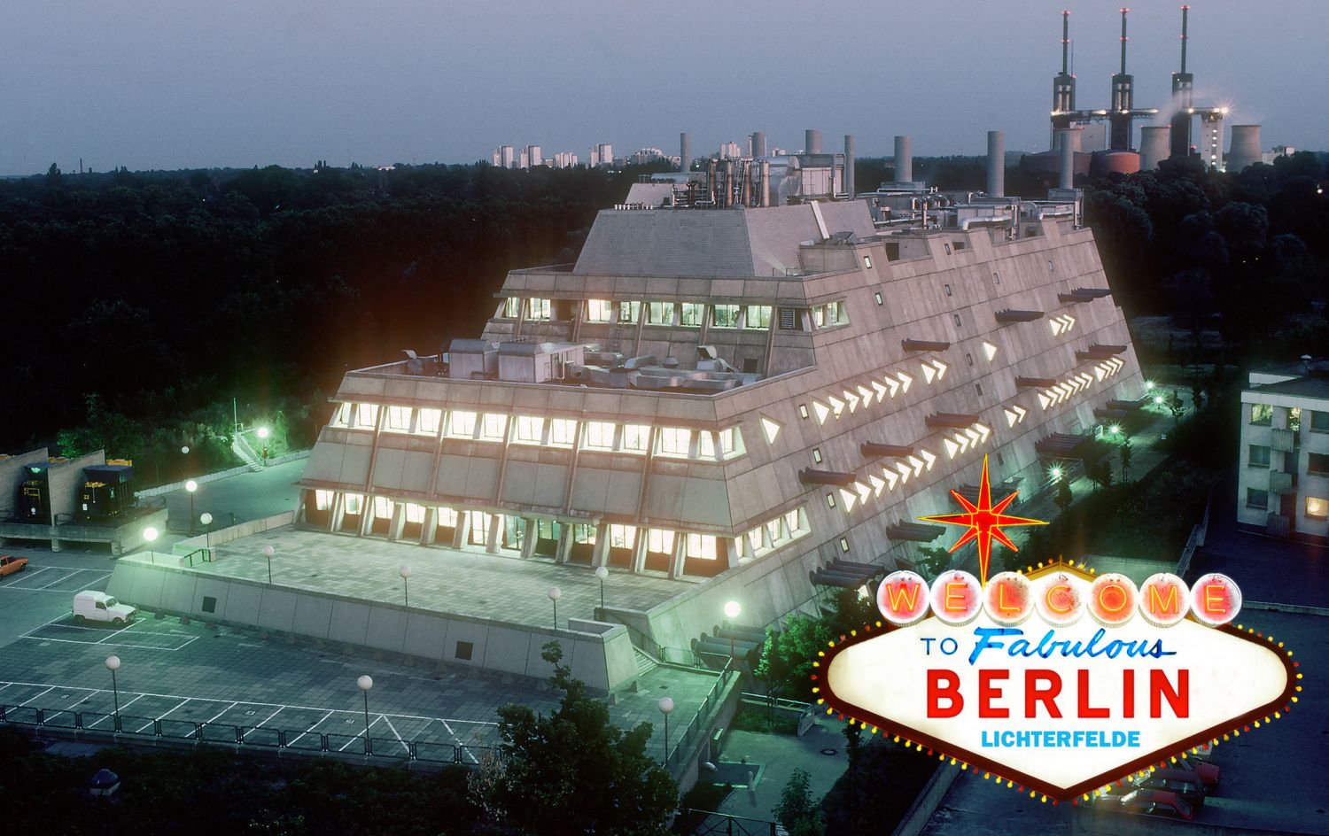 Ludwig Heimbach, Collage „Berlin muß Las Vegas werden“ (Hans Kollhoff) aus der Publikation „Mäusebunker und Hygieneinstitut – Eine Berliner Versuchsanordnung“