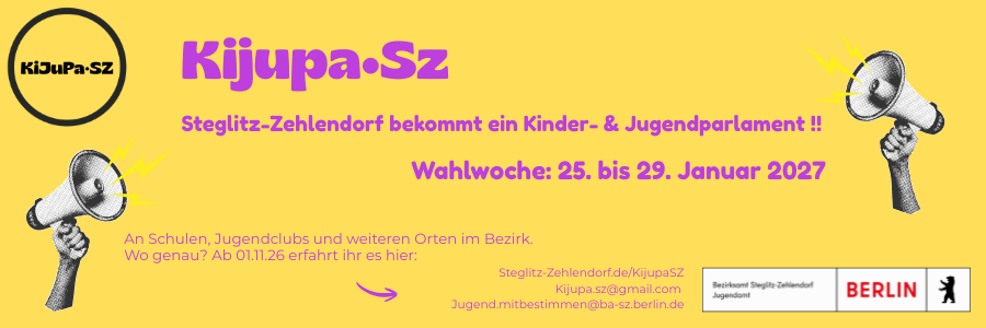 Kijupa SZ Steglitz-Zehlendorf bekommt ein Kinder- und Jugendparlament! Wahlwoche_ 25. bis 29. Januar 2027