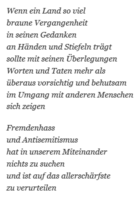 Gedicht mit dem Titel "Antisemitismus" des Dichters, Grafikers und Malers Andreas Rössiger