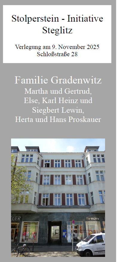 9. November 2025: Verlegung von sieben Stolpersteinen zu Ehren der Familie Gradenwitz