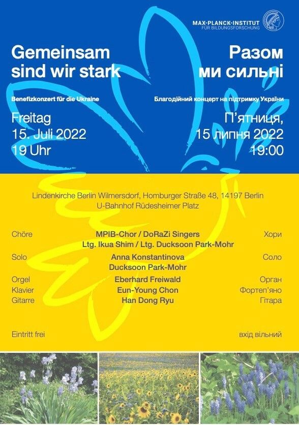 "Gemeinsam sind wir stark" - Einladung zum Ukraine-Benefizkonzert des Max-Planck-Instituts für Bildungsforschung