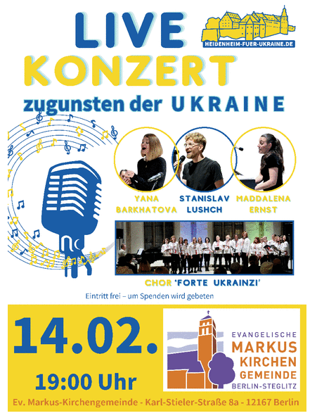 Ukraine-Benefizkonzert am 14. Februar 2025