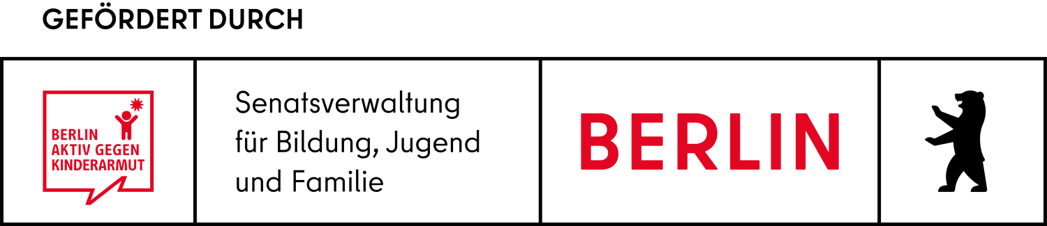 Logo Berlin aktiv gegen Kinderarmut - Gefördert durch die Senatsverwaltung für Bildung, Jugend und Familie
