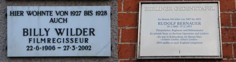 Gedenktafeln für Billy Wilder und Rudolf Bernauer