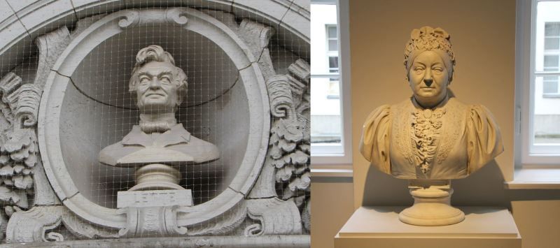 Die Büsten des Vereinsgründers Wilhelm Adolf Lette und seiner Tochter Anna Schepeler-Lette.