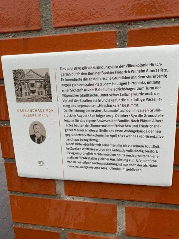 Informationstafel 150. Jahre Hirschgarten