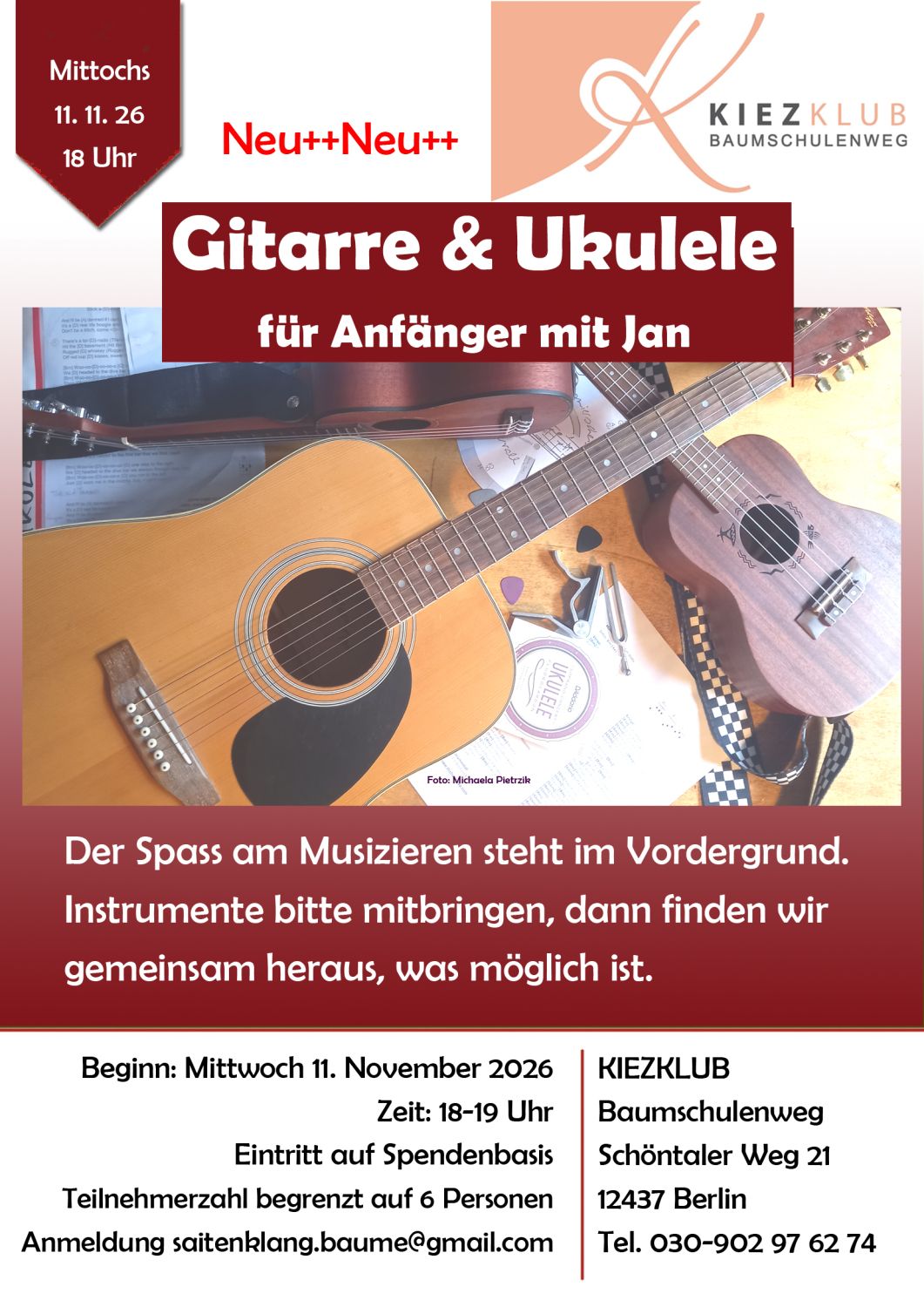 Plakat Gitarrenunterricht