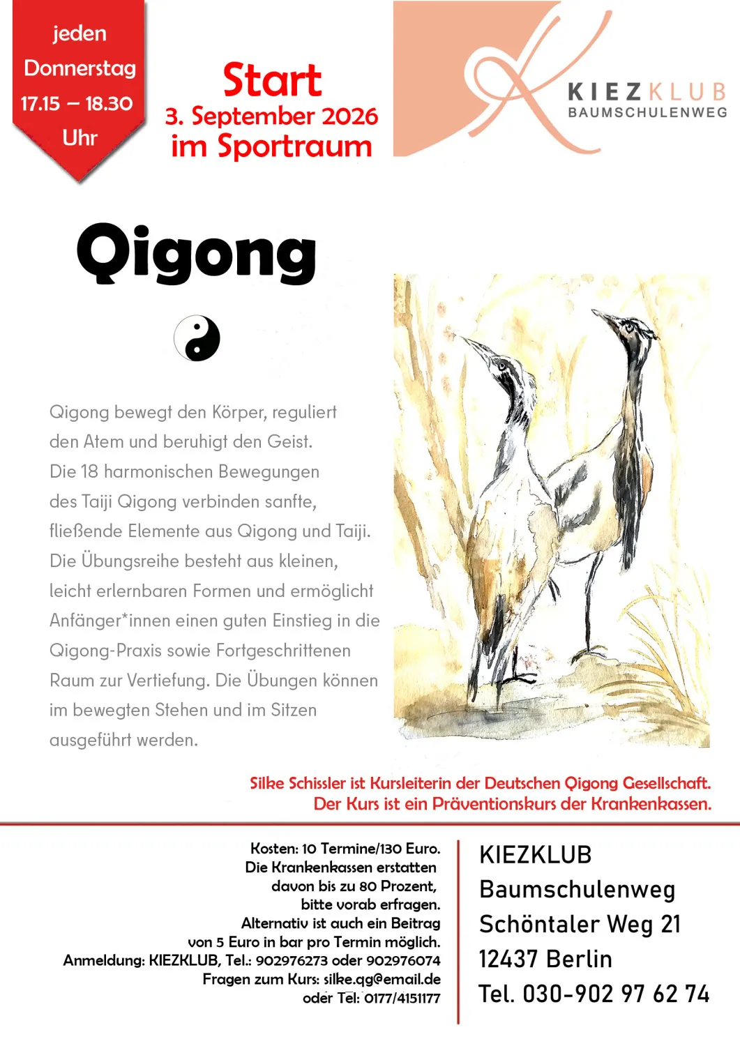 Plakat Vorankündigung Qigong