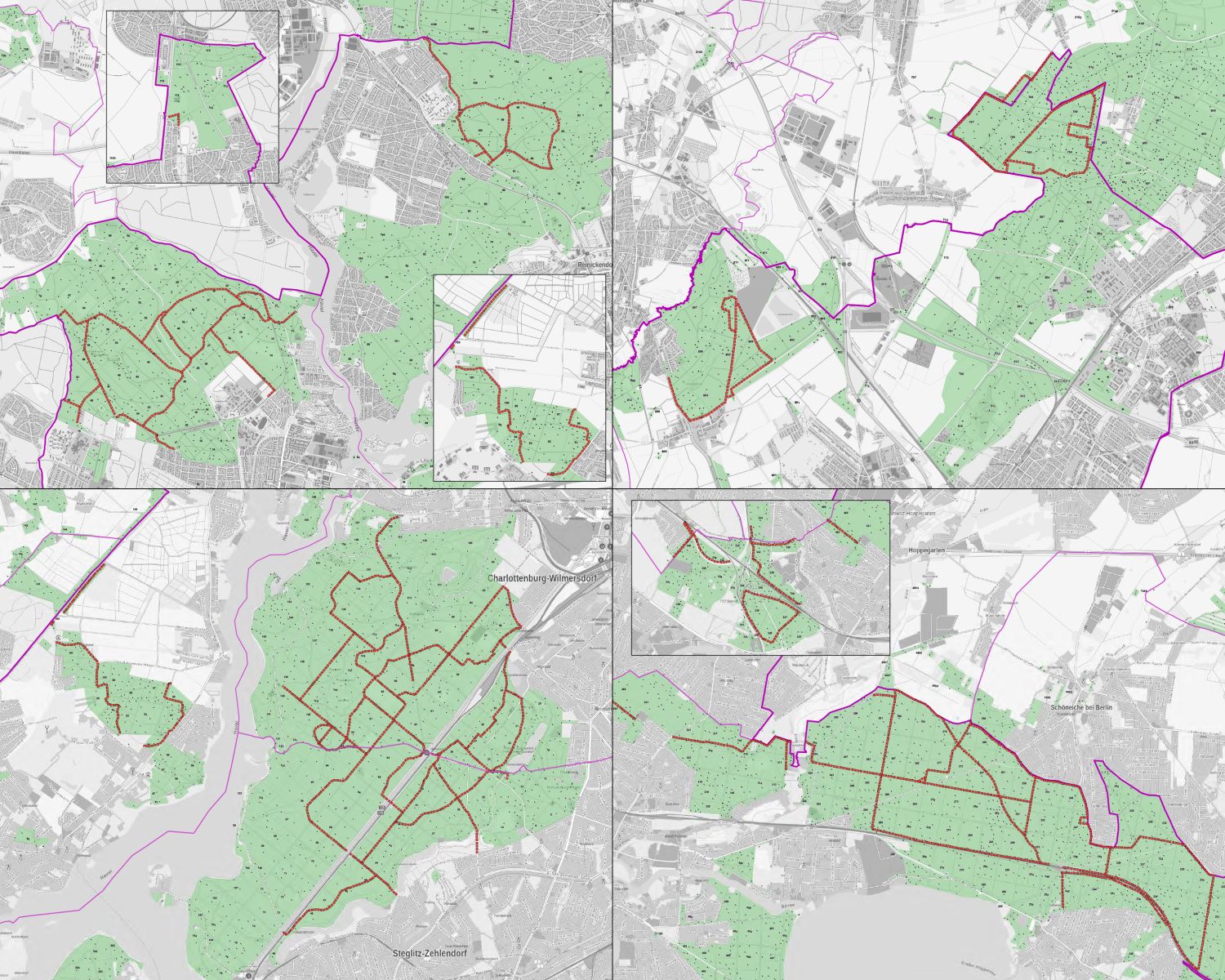Karten der Reitwege (Bild: Berliner Forsten / Karte: GeoBasis-DE/LGB, Geoportal Berlin)