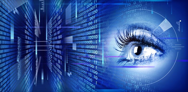 Auge schaut auf Zahlenreihe