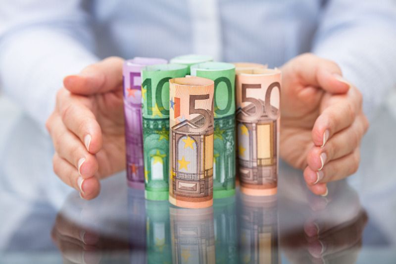 gerollte Euro Banknoten