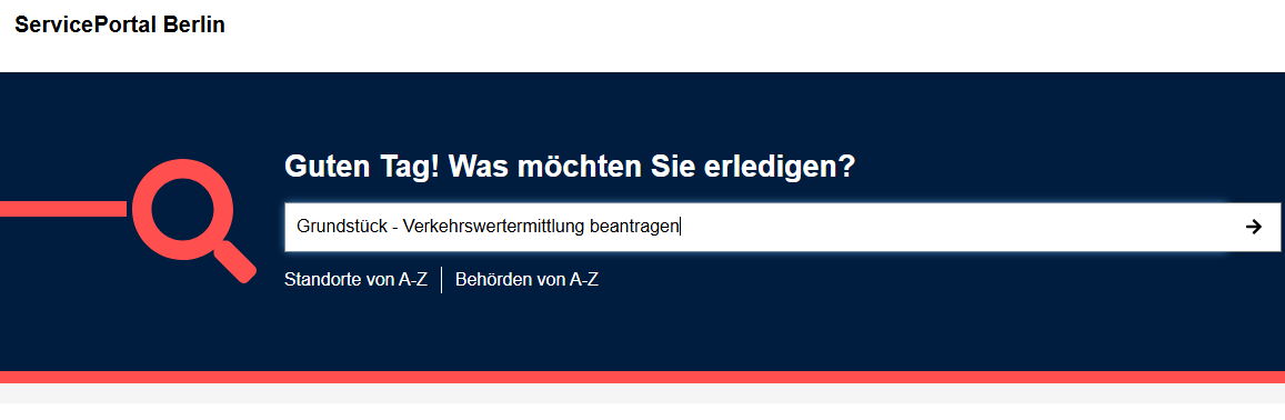 Serviceportal - Gutachten beantragen