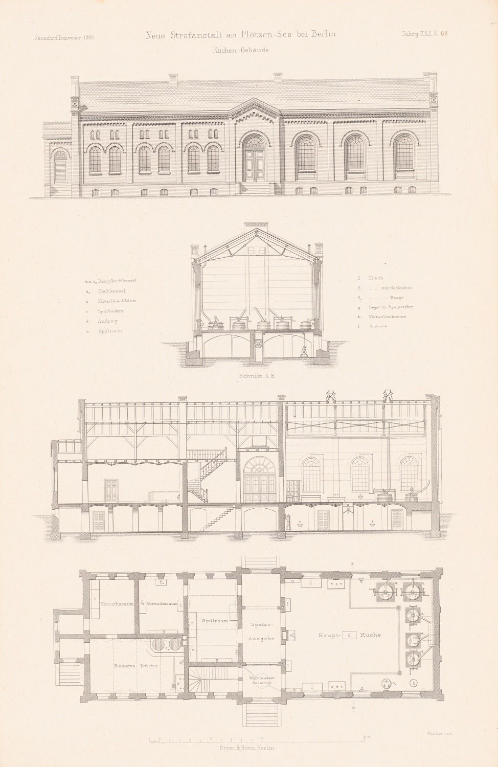 Strafgefängnis Plötzensee, Berlin-Charlottenburg. (Aus: Atlas zur Zeitschrift für Bauwesen, hrsg. v. G. Erbkam, Jg. 30, 1880) (1880-1880)