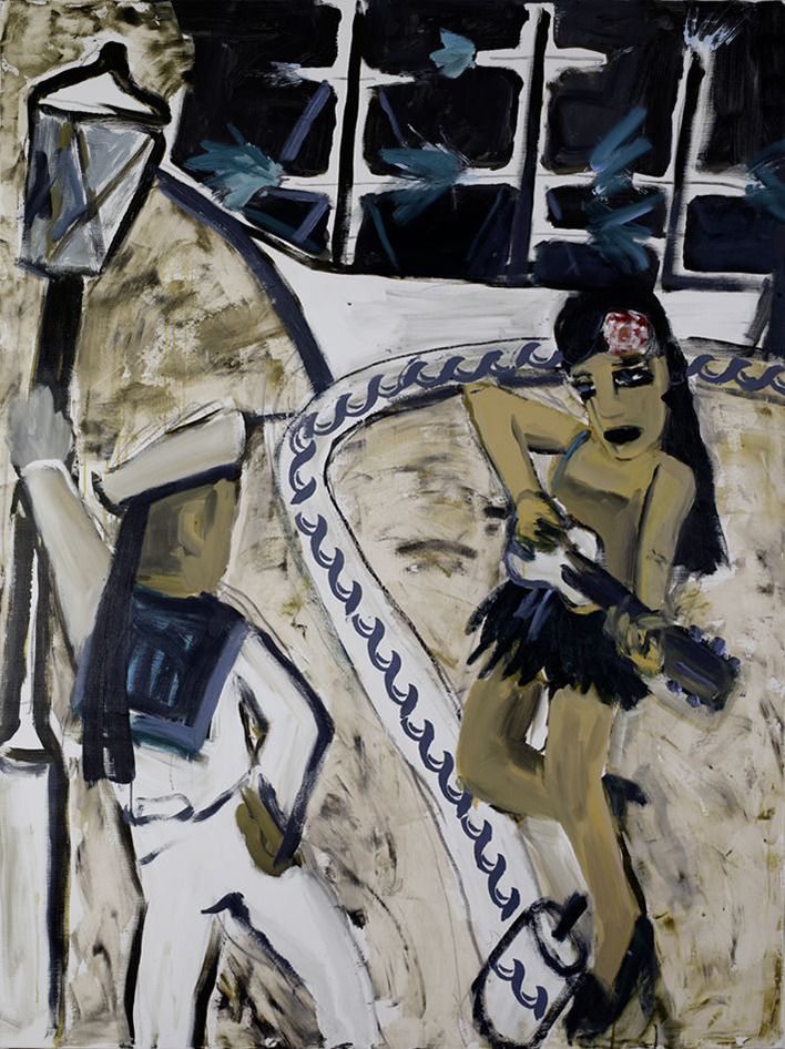 Oskar Manigk: "Elmsfeuer III", 2014, Mischtechnik auf Leinwand, 200 x 150 cm