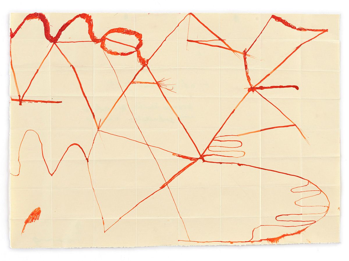 Hanns Schimansky, ohne Titel, 2025, Tusche, Faltung auf Papier, 26,5 x 38 cm