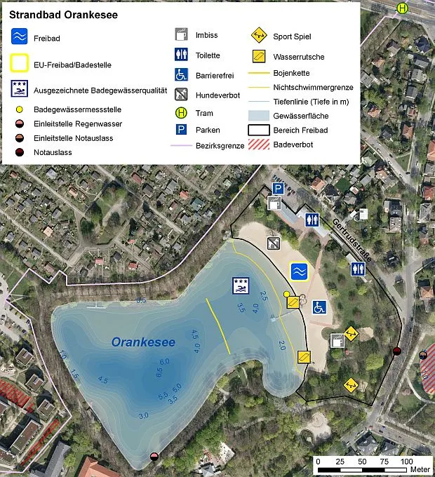 Abb. 2: Infrastruktur des Strandbades Orankesee